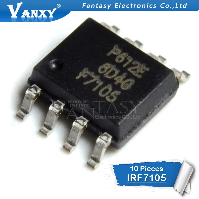 10 шт. IRF7105TRPBF SOP8 IRF7105TR SOP IRF7105 лапками углублением SOP-8 F7105 SMD