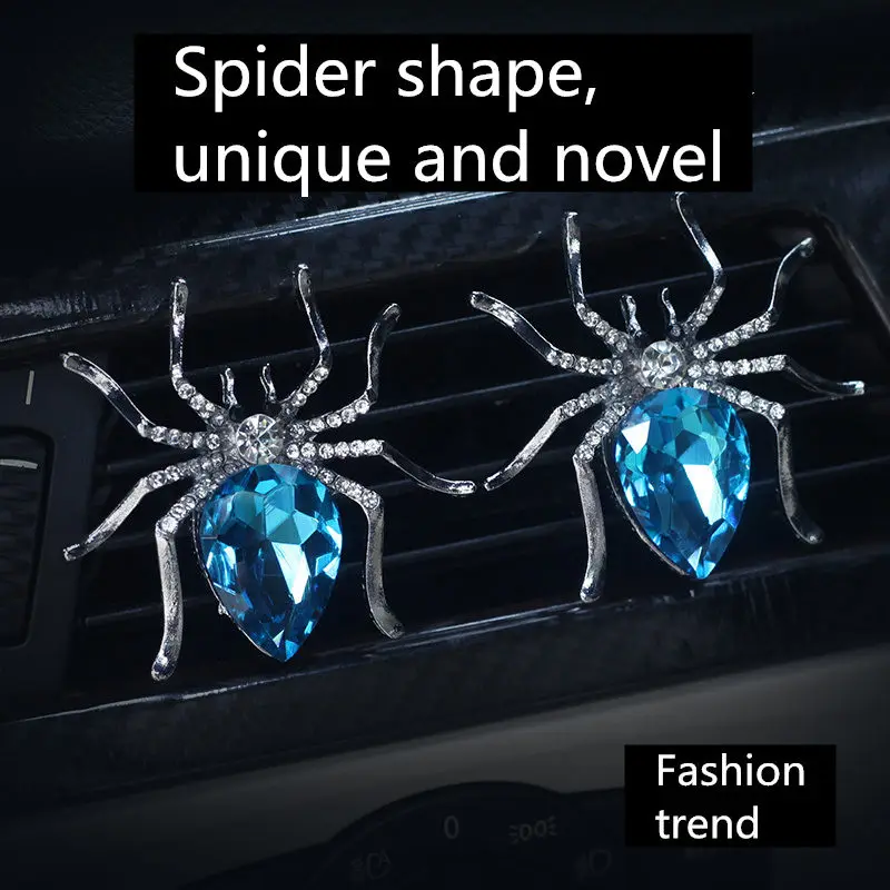 2 шт. Роскошные хрустальные духи в виде паука для автомобиля декоративные зажимы