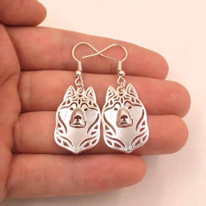 Mdogm хаски собака животные ювелирные наборы серебряное ожерелье серьги-капли