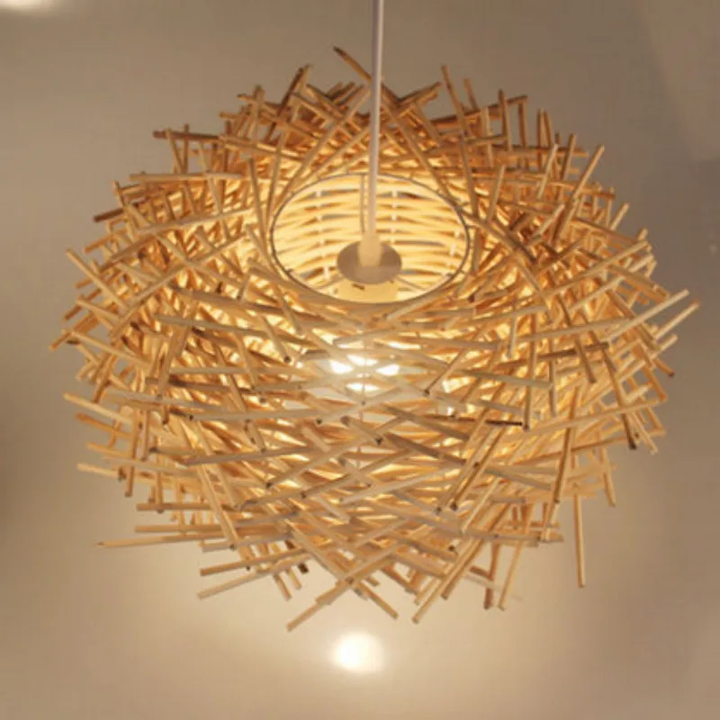 

Rattan chandelier large bird's nest hand-woven garden dining room lamp bedroom lamp study lamp ZP419172