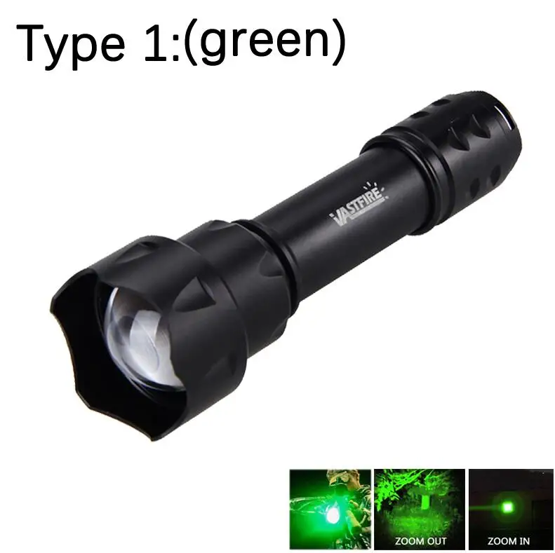 Type 1 (green) UF-T20 светильник-вспышка Linterna светодиодный фонарь светильник XPE R5 тактический Алюминиевый охотничий светильник-вспышка+ 18650+ зарядное устройство+ крепление для винтовки - Испускаемый цвет: Type 1 (green)