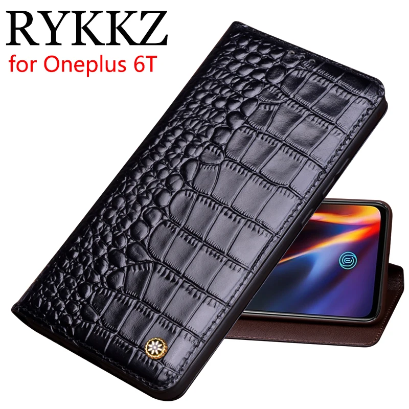 RYKKZ Натуральная кожа флип чехол для мобильного телефона Oneplus 6 Т образной крышкой