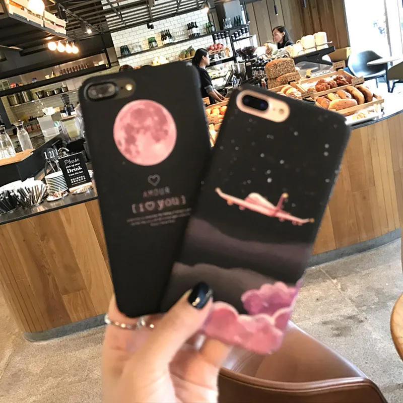 Чехол для телефона Space planet Moon iphone 6 7plus серия Universe матовые жесткие чехлы Planet Star X 6s 7 8