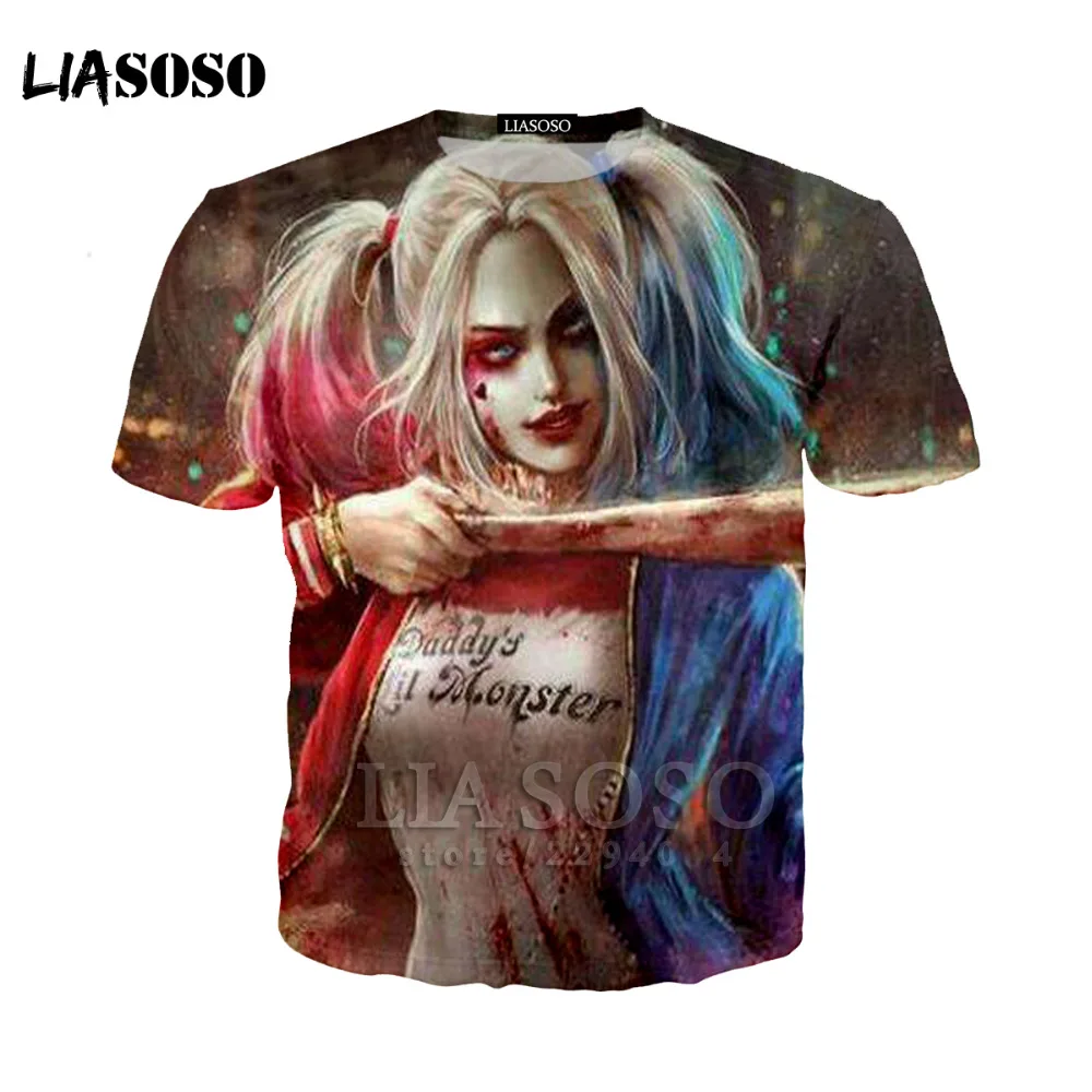 LIASOSO Харли Куинн футболка для мужчин и женщин футболки Супермен Дэдпул джокер Homme