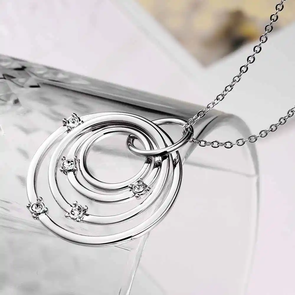 Ожерелье с круглым кулоном из циркония Цвет: розовое/золото/белое золото |