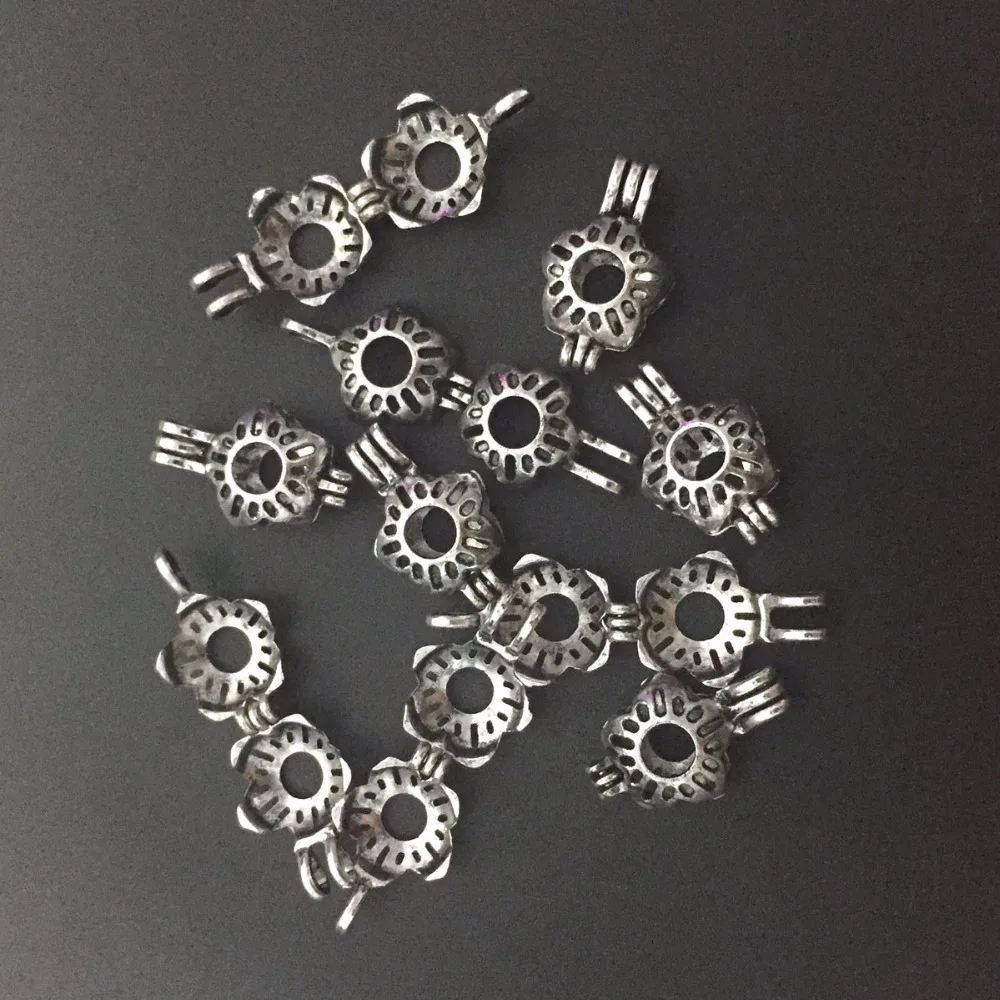 1pc Charms Antique Silver Small Flower Locket Pearl Beads Cage Pendant Necklace 20&quot Chain Womens Jewelry Gift | Украшения и