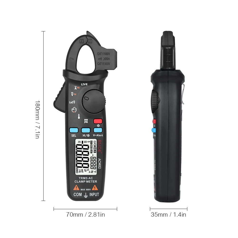 Мини цифровой клещи 6000 отсчетов истинный RMS мультиметр Измерение AC/DC Напряжение