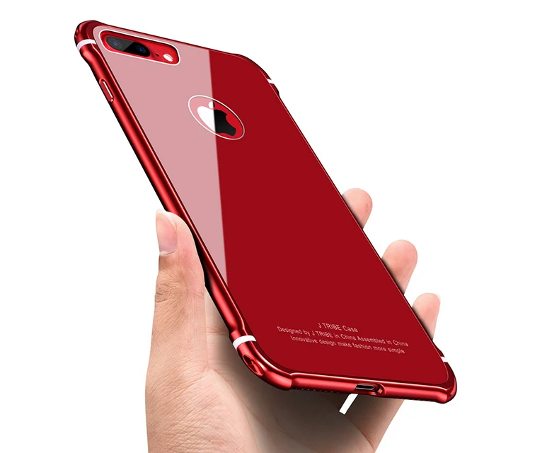 Leanonus чехол для iPhone 8 8 Plus чехол Роскошный Алюминиевый бампер+ Задняя Закаленное стекло-Броня Крышка корпуса для iPhone 8 Plus 7Plus