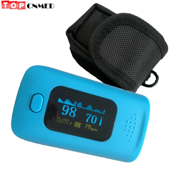 Blue with bag Пульсоксиметр de dedo SPO2 PR индикатор насыщения кислородом против царапин экран+ чехол/сумка дополнительно 6 шт./партия - Цвет: Blue with bag