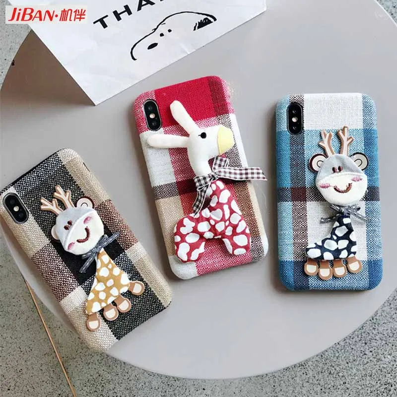 JIBAN милые плюшевые олень кукла крышка мультфильм теплые пушистые чехол для iPhone X XS