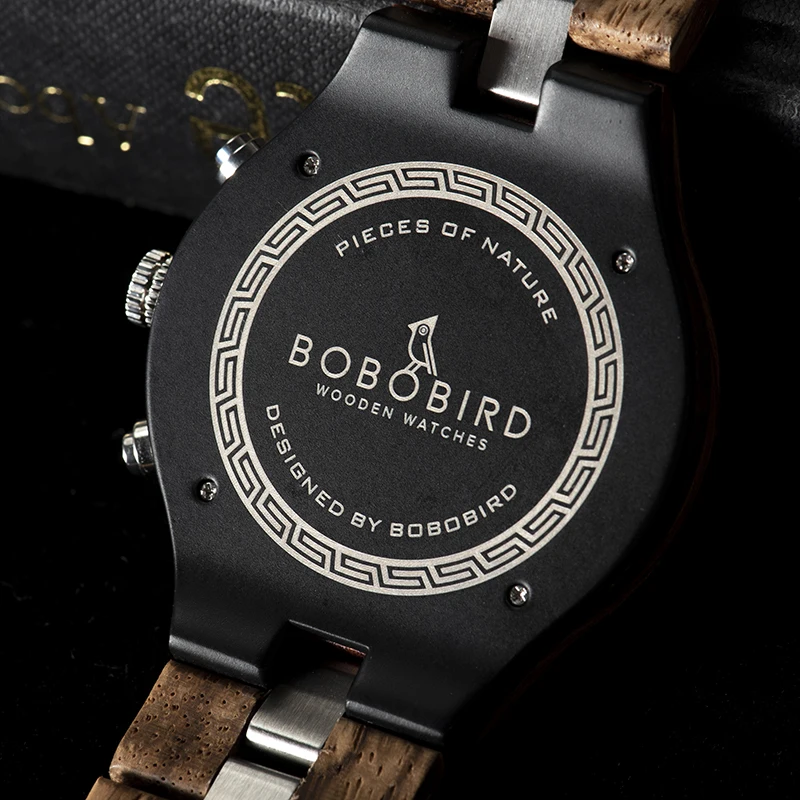 Роскошные мужские часы BOBO BIRD деревянные мужские часы Секундомер Автоматическая Дата модные деловые деревянные часы индивидуальный подарок K-hR22