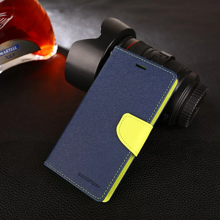 Blue Чехол-бумажник Goospery из искусственной кожи с откидной крышкой, для Samsung Galaxy J3, J5, J7 года, европейская версия, популярный цветной Чехол-кобура с отделением для карт - Цвет: Blue
