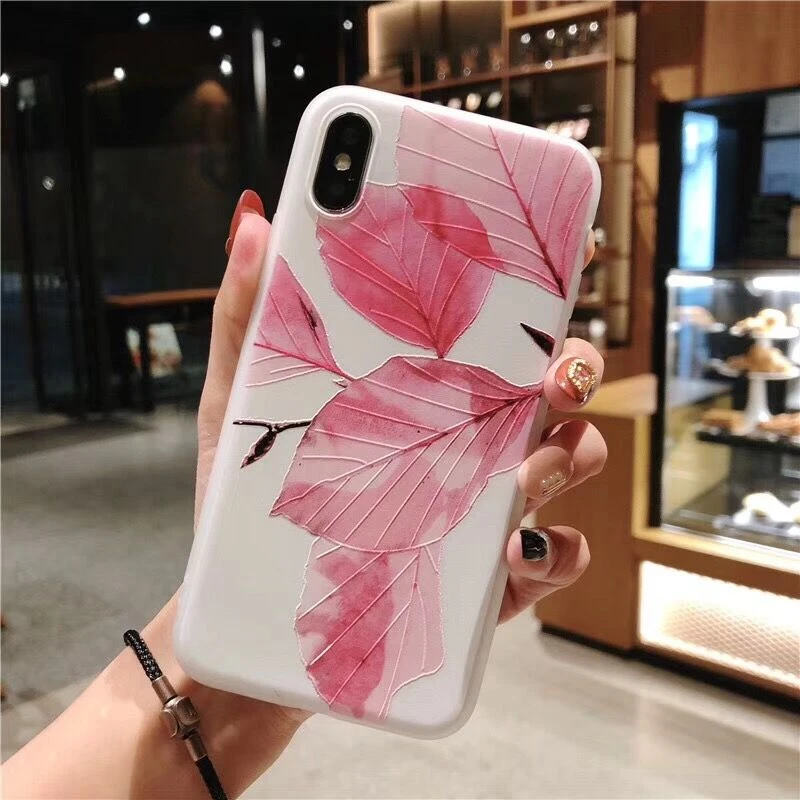 Pink Flowers Leaves Phone Case for iphone 5 5s SE 6 6s 7 8 plus Ultra Slim Thin Soft TPU Back X Xs XR XS MAX |