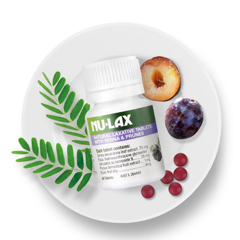 Australia NuLax Laxative Tablet with Senna Prunes for Stimulating Bowel Evacuation Constipation Treatment Overnight Relief Vegan |