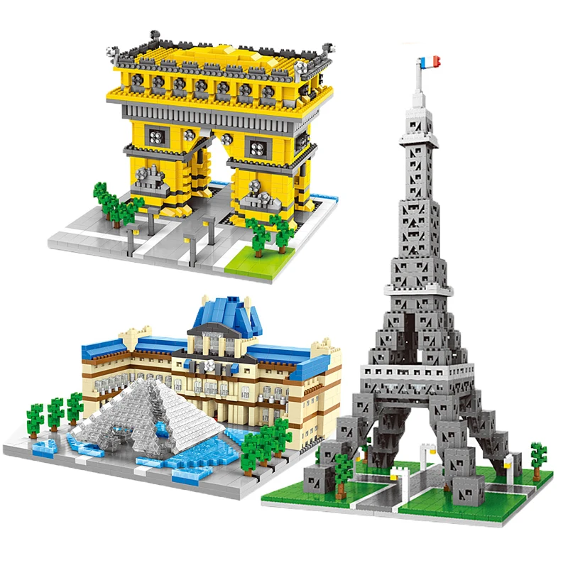 Городской архитектурный не совместимый с Legoed Эйфелева башня Лувр Биг Бен мост