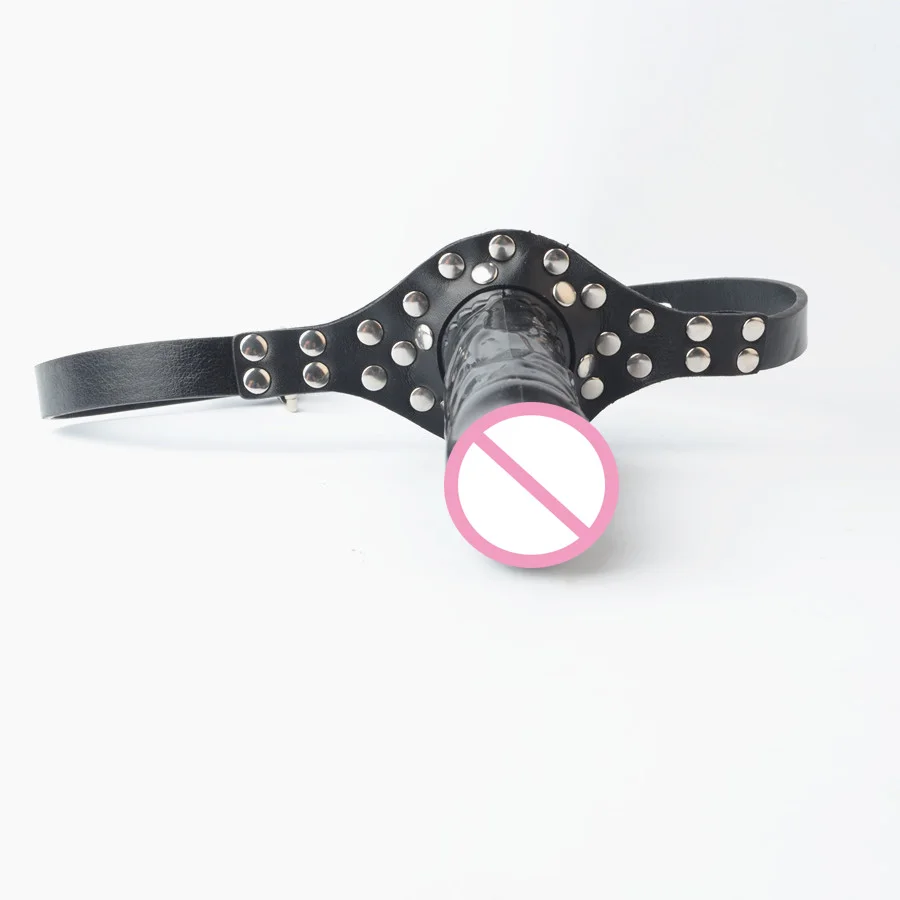 Кожаный рот кляп с ремешком на фаллоимитатор силиконовый пенис секс бондаж