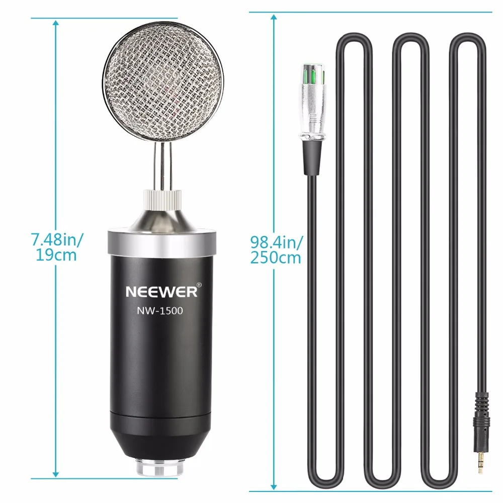 Neewer NW-1500 профессиональный Студийный конденсаторный микрофон комплект с USB