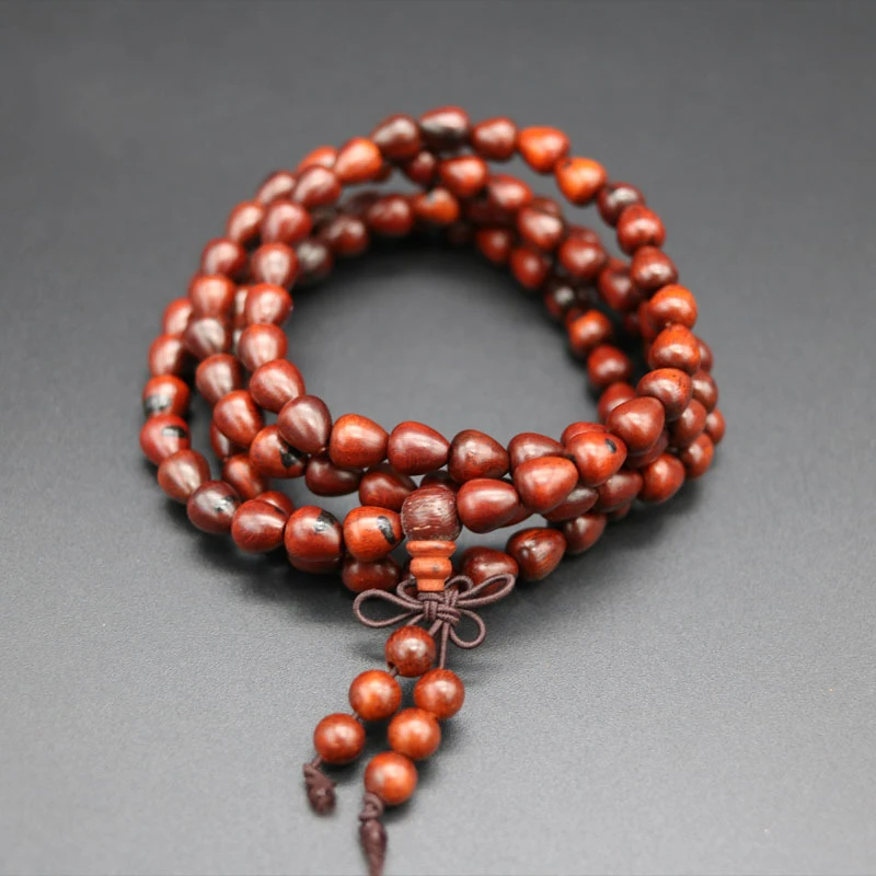108 *0.8cm African Sandalwood Water Drop Shape Prayer Beads Tibetan Buddhist Mala Buddha Bracelet Rosary Wooden Bangle Jewelry | Украшения