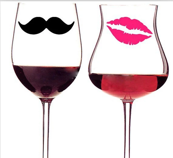 

Creative 10 Mustaches 10 Lips Wall Stickers For Wedding Decoration Mugs Cups Wine Glass Vinyl Wall Decals Diy Mural Art