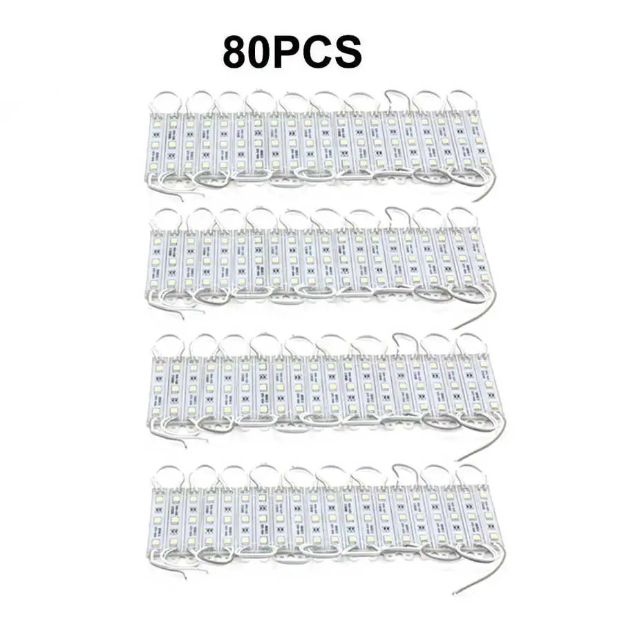 80PCS SMD 5050 Светодиодный модуль 3 светодиодный DC12V водонепроницаемый рекламный знак магазин передний ленточный светильник лампа модули света комплект белого цвета - Цвет: 80PCS