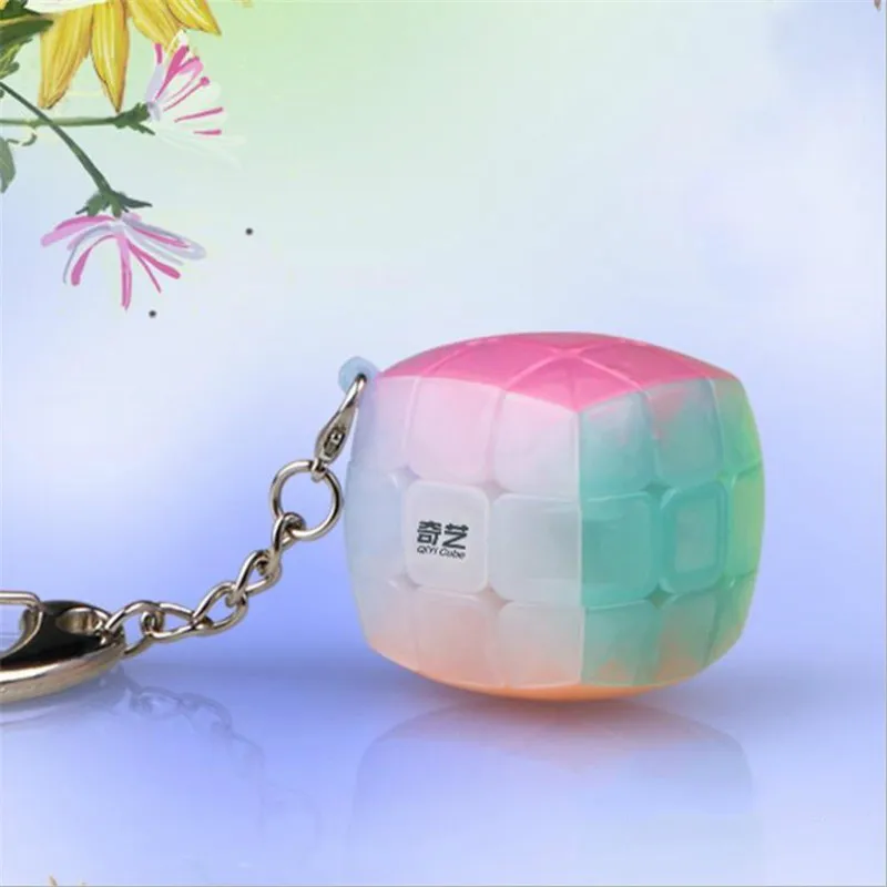 Мини брелок QiYi Jelly Color пучок куб 3x3x3 кулон цепочка волшебный скоростной