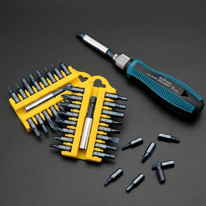 Jewii 17-Pcs Отвертка Набор бит магнитный стержень Phillips шлицевая Torx шестигранные электрический сверла Мощность бытовой ручной инструмент