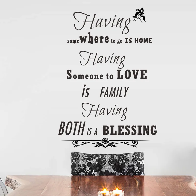 % Having Family Love Blessing Quotes Home Decor Vinyl Wall Stickers Bedroom Living Room Decals Decoration wallpaper | Дом и сад
