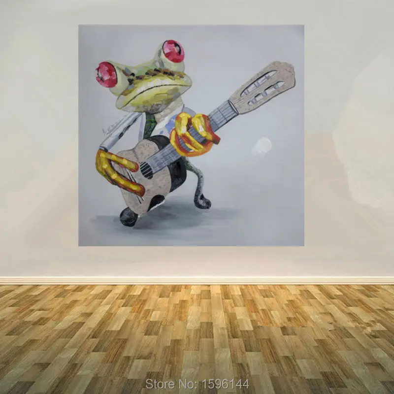 

Modern art Oil Painting Hand-painted on Canvas Abstract Animal Wall picture for Home Decoration Cartoon Music Frog painting