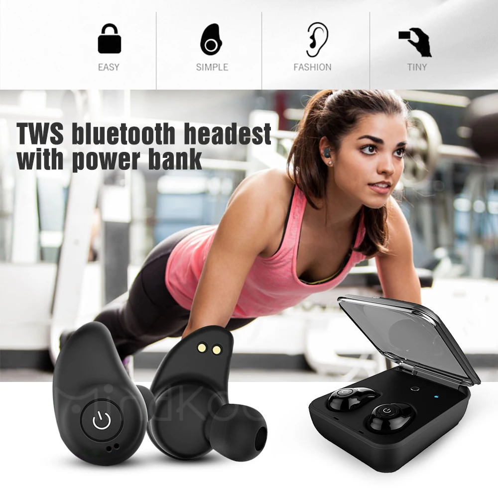 Портативный стерео наушники мини невидимый беспроводной Bluetooth V4.1 объемный звук