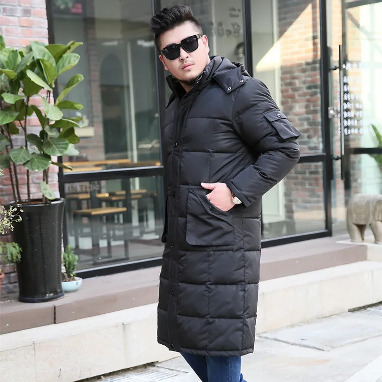 Winter long down men jacket plus size 9XL 8XL 7XL 6XL coat Overknee thick Down Coats winter hooded Thicken | Мужская одежда