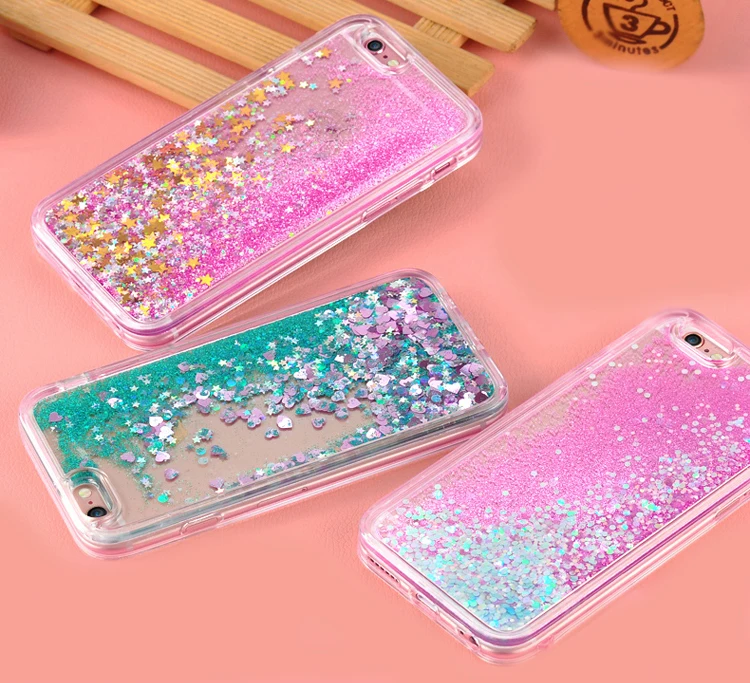 Чехол для телефона с сердечками звездами и блестками iPhone 5 5S SE 6 6S 7 Plus X мягкая