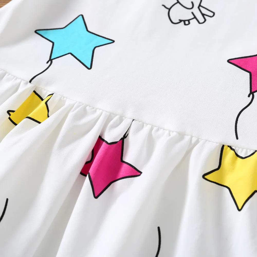 Baby Kids Girls Stylish fashion design Dress Toddler Princess Party Star Print Striped Tutu Dress\ clothes | Детская одежда и