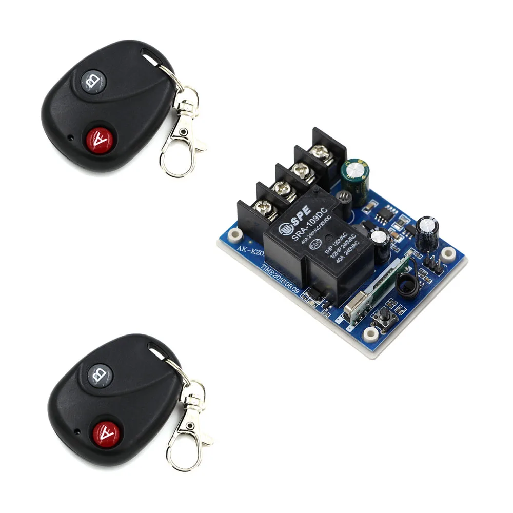 

Wide Voltage DC12V 24V 36V 48V 1CH RF Wireless Remote Control Switch System Two Keys Transmitter with Receiver 30A Relay New