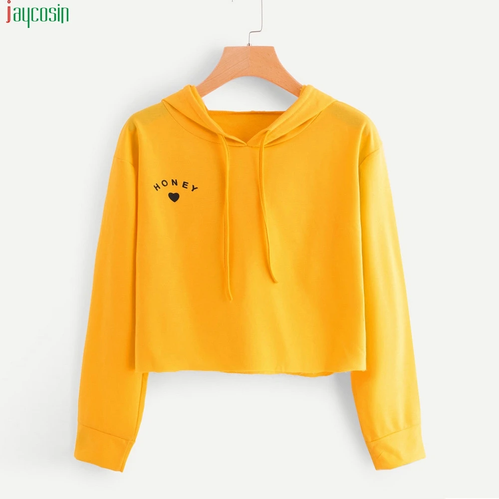 JAYCOSIN новые модные толстовки Женские кофты с длинным рукавом сплошной цвет письмо