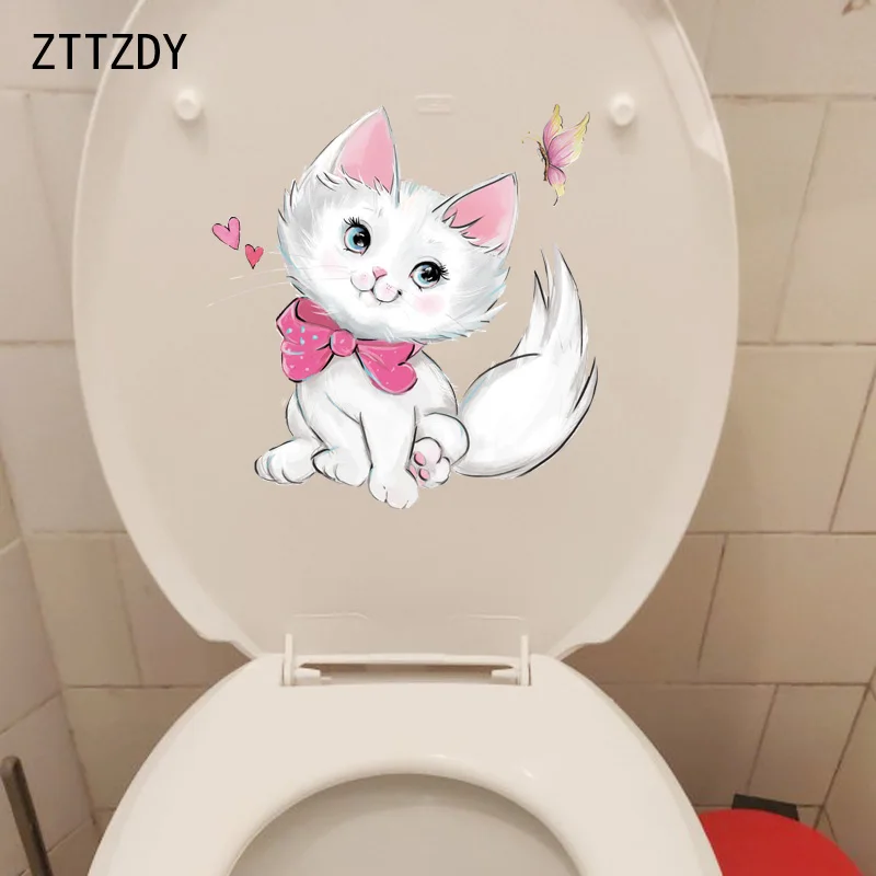 ZTTZDY 23*24 см Мультяшные кошки и бабочки стены наклейка для туалета Детская Спальня