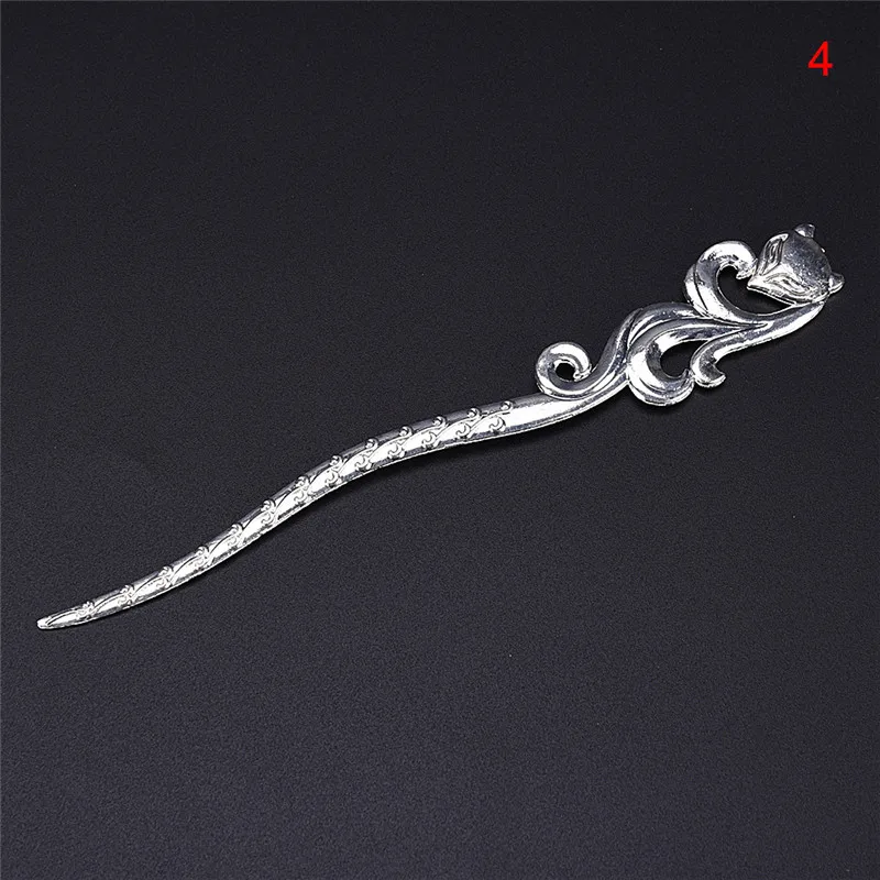 Золотой 1 шт., серебристая заколка для волос, заколка для волос, винтажная старинная Шпилька, натуральная для женщин, японская заколка, деревянная ручка для волос на китайском языке - Цвет: Золотой