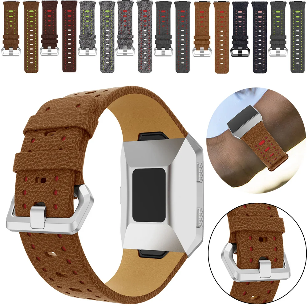 Ретро часы из натуральной кожи ремешок Браслет для Fitbit ионные Смарт замена