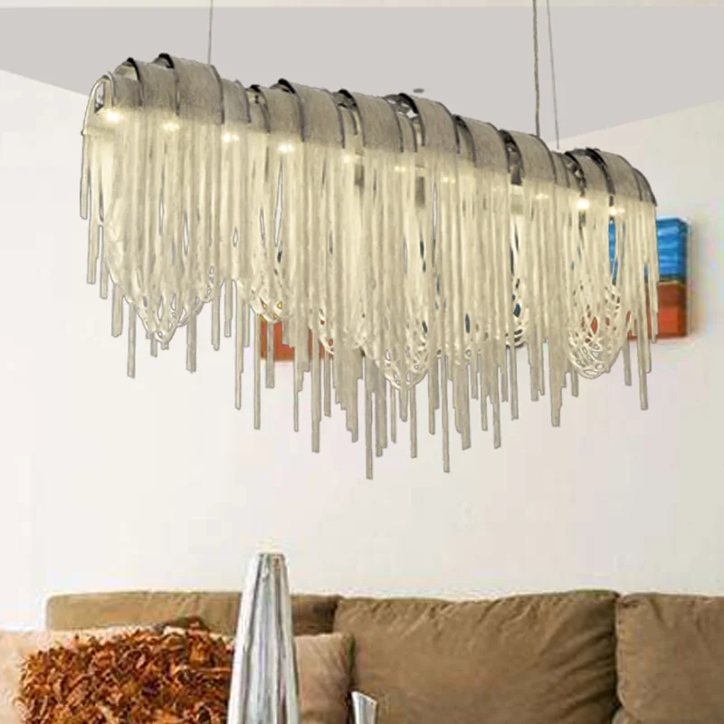 Современная простая алюминиевая подвесная люстра с кисточками современная