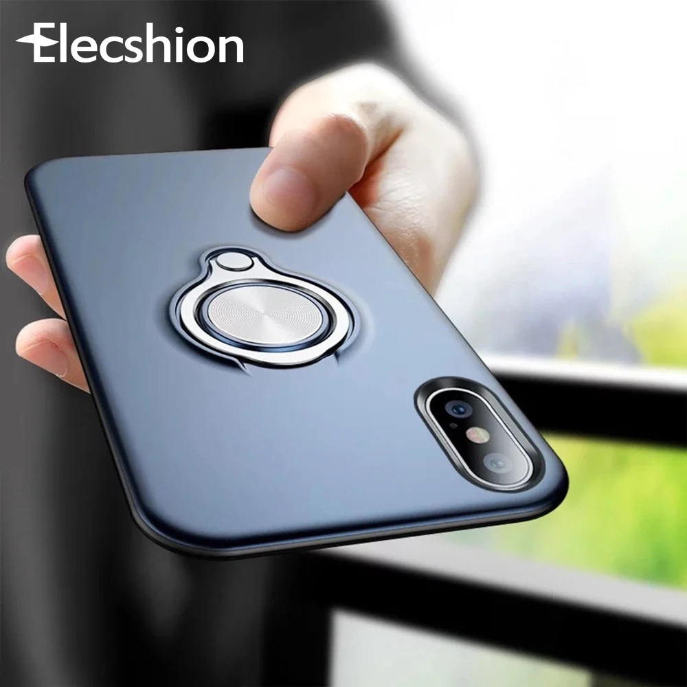 Магнитный чехол-держатель для телефона с кольцом на палец iPhone 7 8 Plus XS MAX XR X