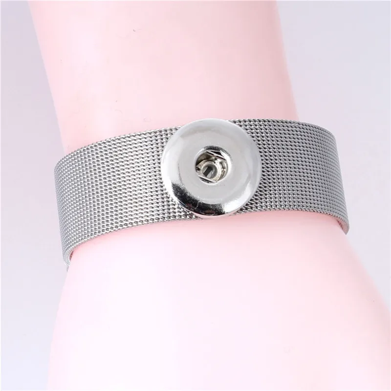 Унисекс Горячая Сменные оснастки ювелирные изделия Pulseras 18 мм защелки кнопочный браслет из нержавеющей стали браслеты для женщин мужчин ZE316