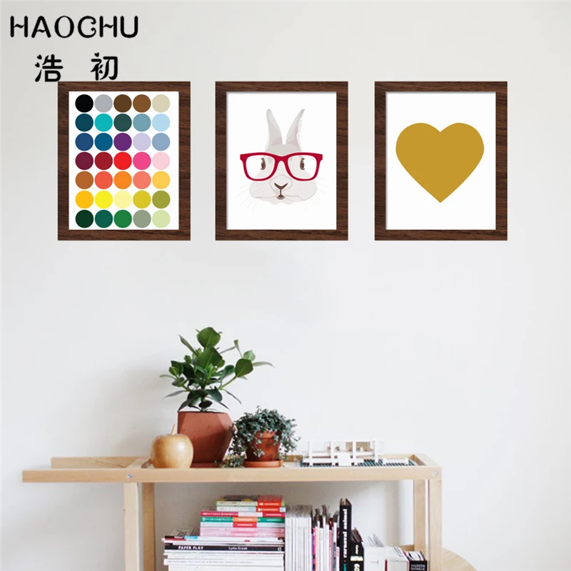 HAOCHU красочная точка кавайные очки кролик абстрактная линия животные Холст