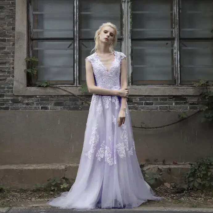 Винтажное кружевное свадебное платье Boho robe de mariee gelinlik, Пляжное кружевное свадебное платье es размера плюс, vestido de noiva de renda - Цвет: Фиолетовый