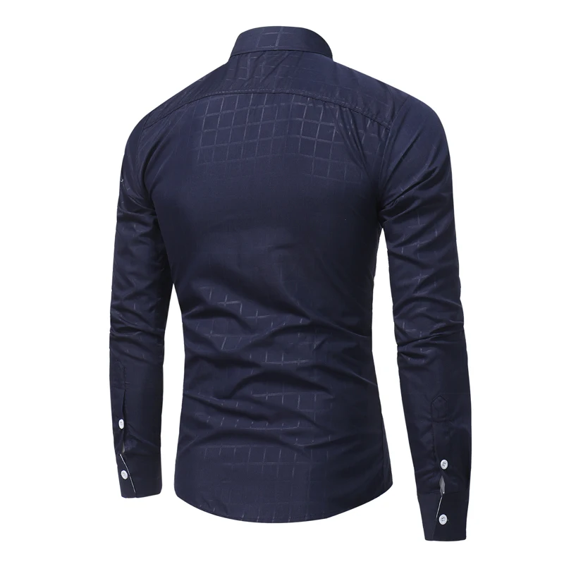 Мужские рубашки в клетку 2017 Брендовые мужские с длинным рукавом повседневные