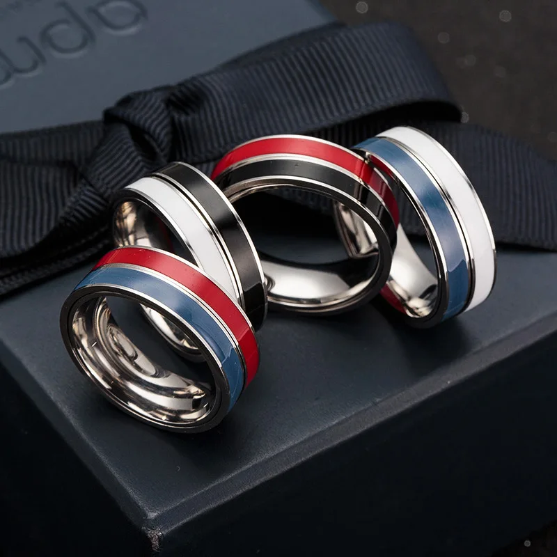 

New Arrival Decompression Artifact Can Turn Revolve Stainless Steel Finger Ring Lovers Unisex Three In One Rings 4 Colors