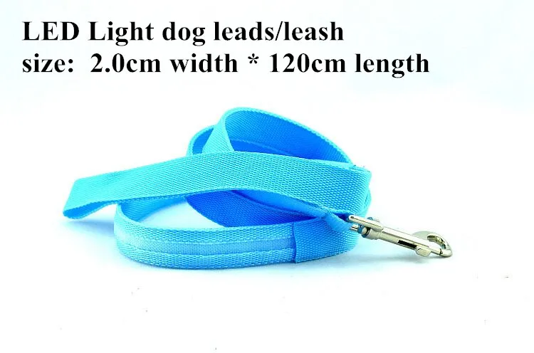 

B03 2.0 cm width Pet dog LED leahses leads pet traction rope pull strap for dogs cats 120cm length battery and USB Rechargeable