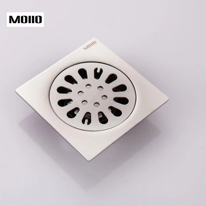 

MOIIO 4 inch Brushed Stainless Square Floor Drain with Removable Cover Shower Room Floor Drain Made of Sus304 Stainless Steel