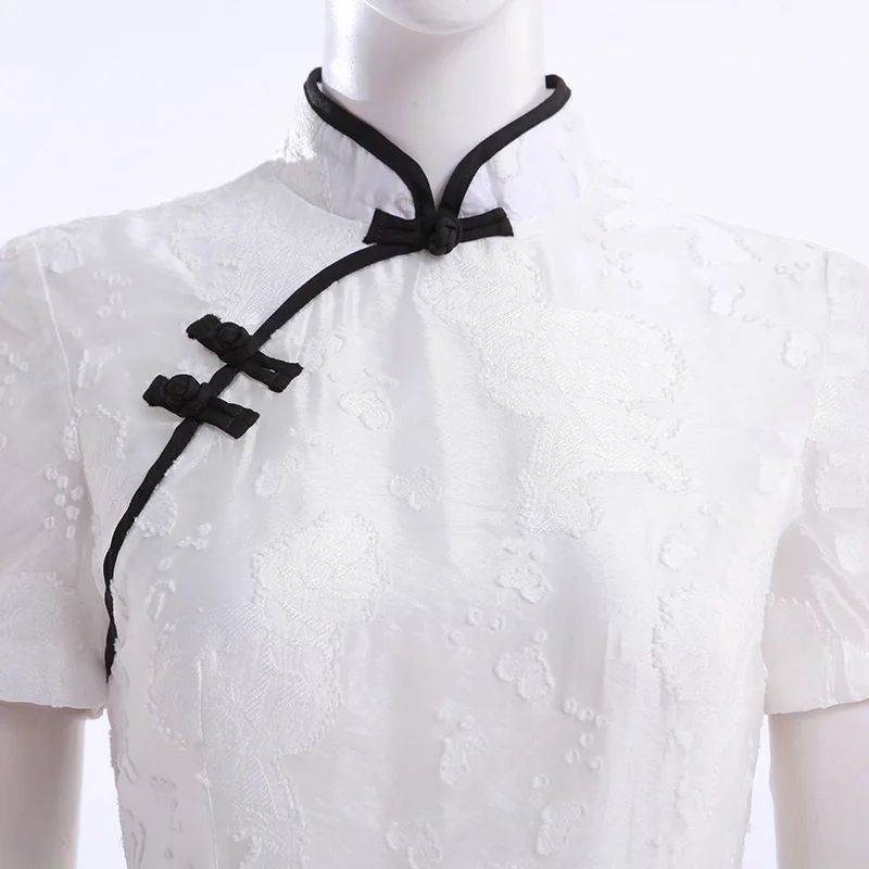 Платье с вышивкой DF xxxl женское платье цветочным принтом Qipao короткий рукав