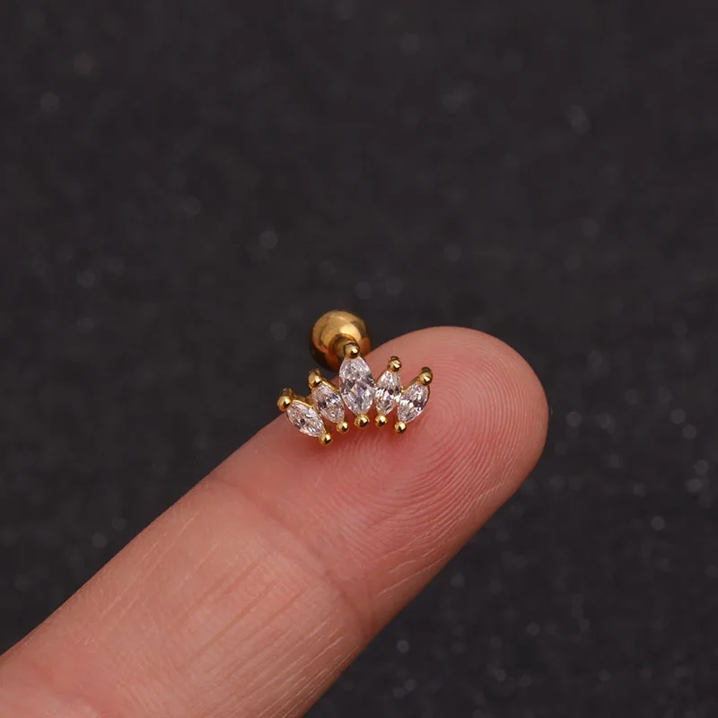 Feelgood Cz Корона Серьги Надеваемые На ушной хрящ завитка раковины Кристаллы серьги