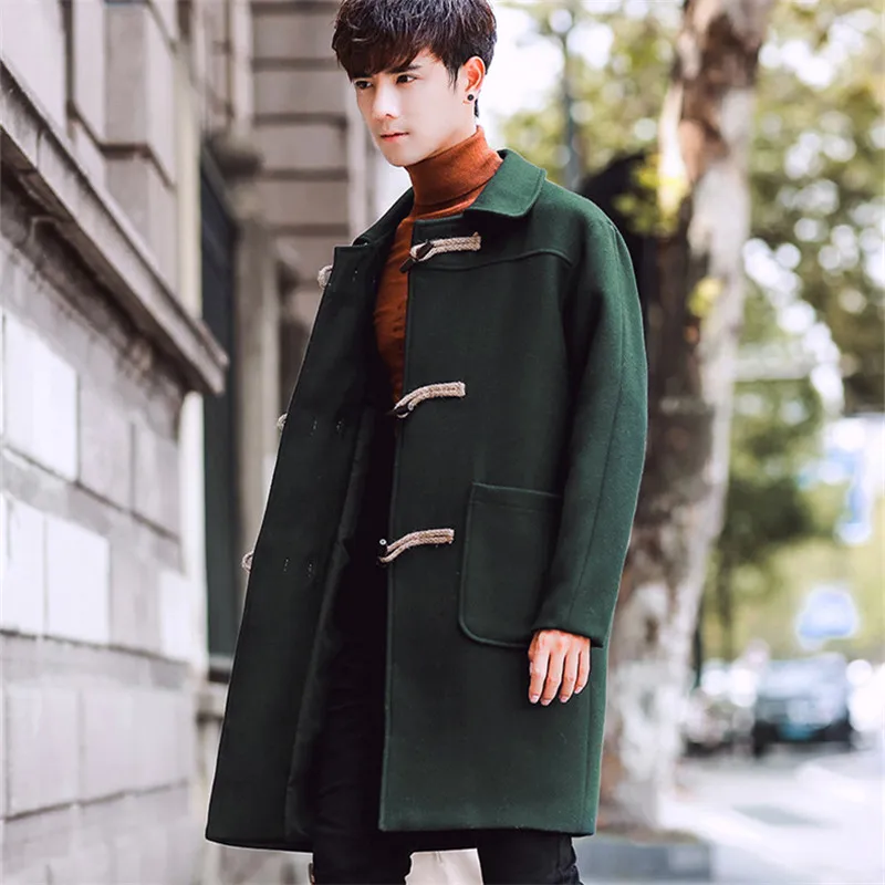 2019 Свободные шерстяные мужские пальто в Корейском стиле модные зимние размера