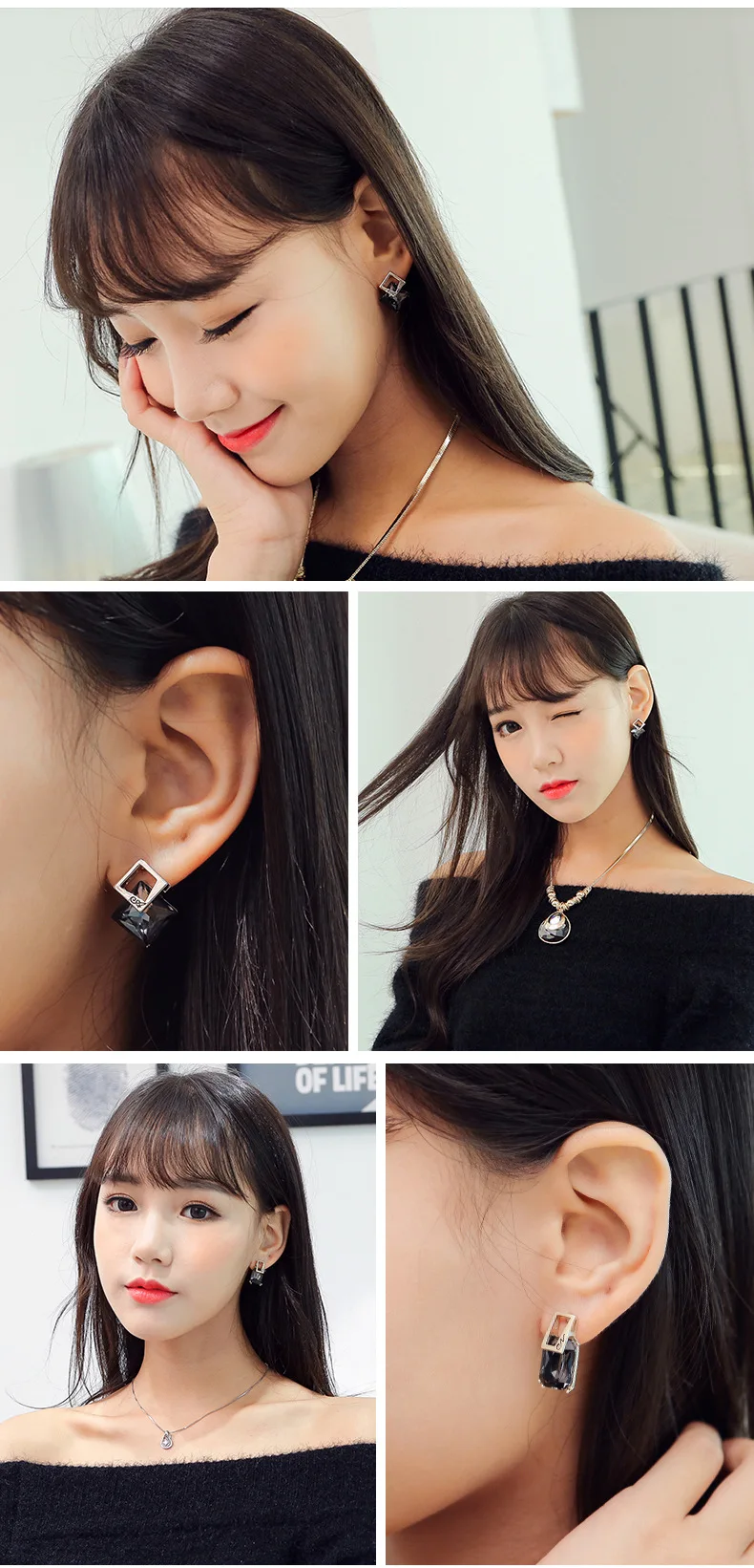 Корейские серьги с кристаллами женские | Украшения и аксессуары